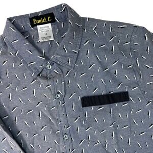 Daniel L VTG Men's Short Sleeve Shirt Size 16T Gray Shark Print Button Down